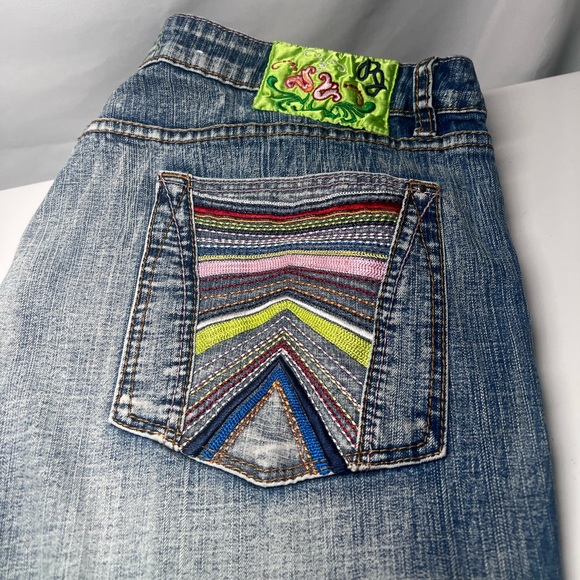 PEPE Jeans London Embroidered Detailing Y2K Rare 38x30 Wide Leg Mid Rise 90’s - Picture 3 of 9